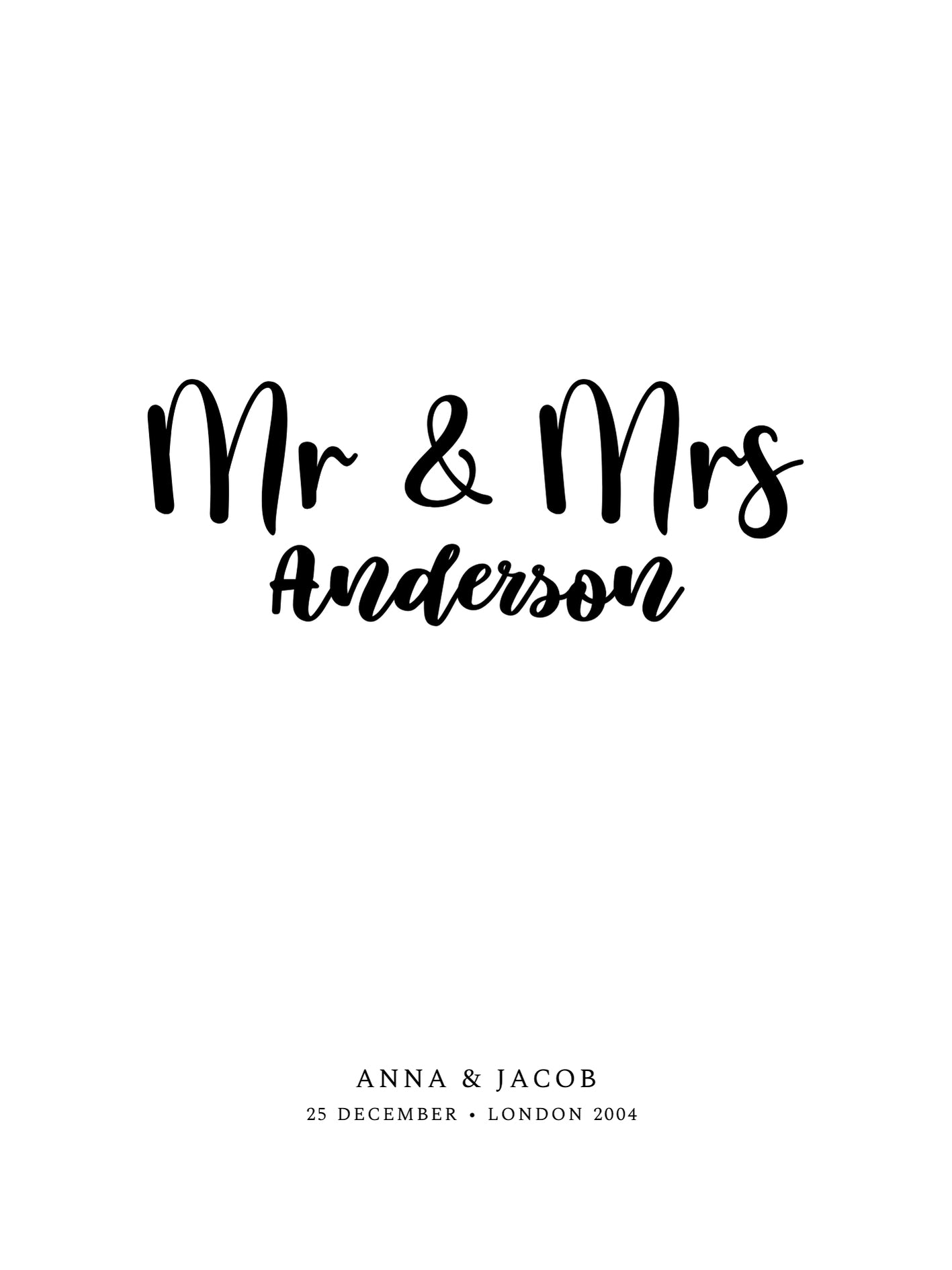 Mr. & Mrs. with name and place