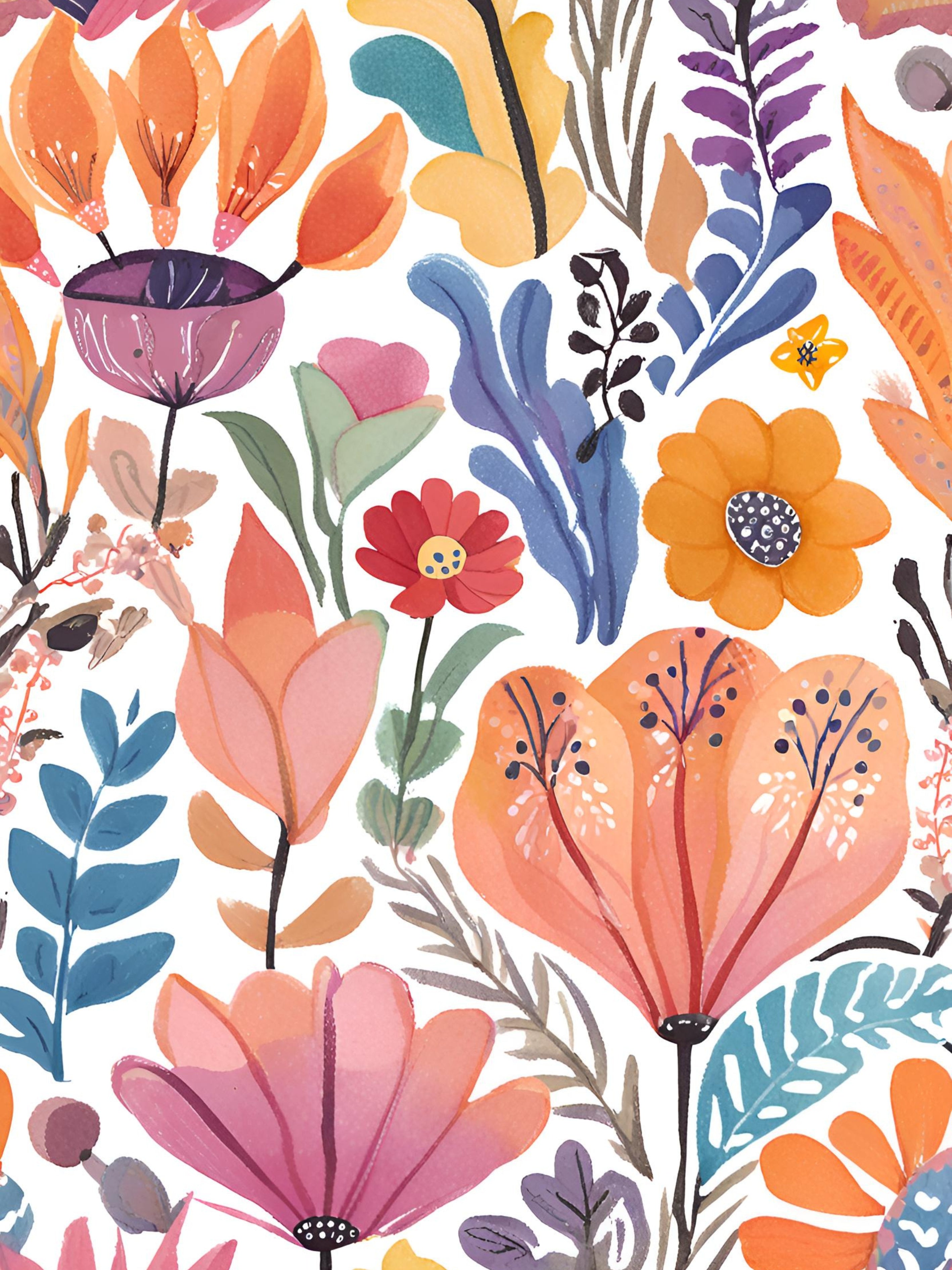 Whimsical Orange Floral Serene