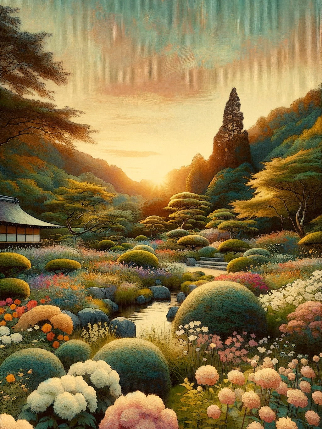 Sunset Serenity: Garden Reverie