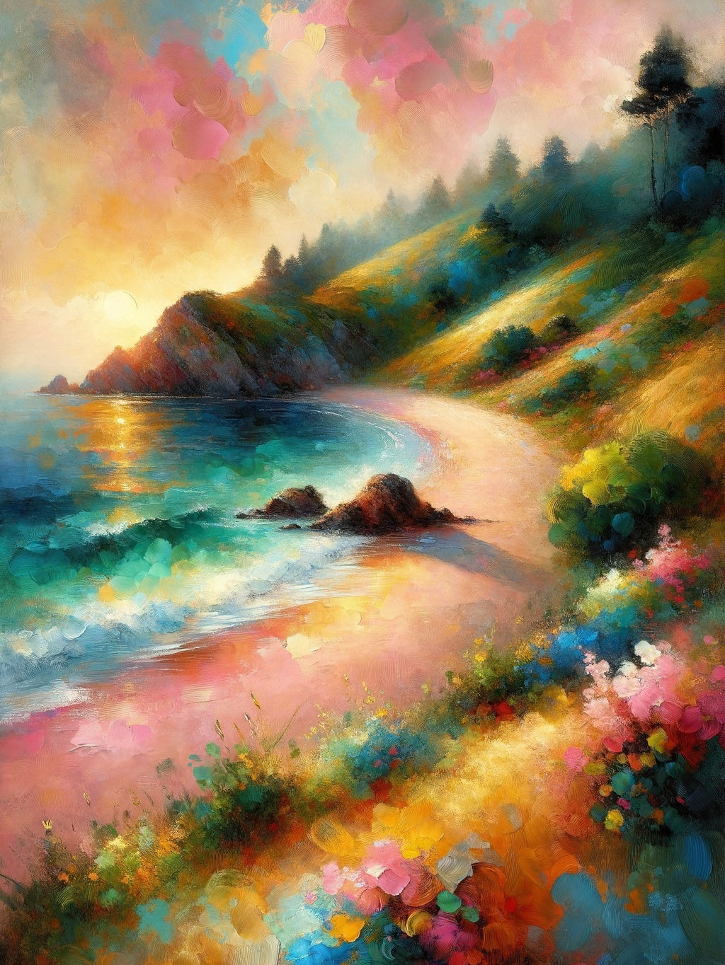 Impressionist Pink Horizon Ethereal